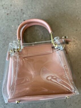 Boutique Clear Pink Mini Top Handle Crossbody Stadium Bag